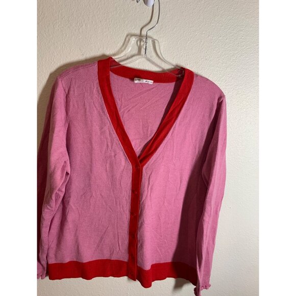 Candace Cameron Bure V Neck Long Sleeve Cardigan Womens Size Medium Pink AC8 - Picture 3 of 7